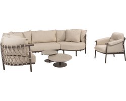 Ezra organische hoek loungeset 6 delig keramiek terre 4 Seasons Outdoor