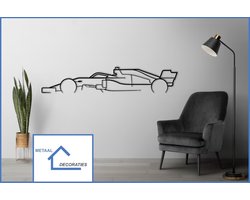 F1 car -Stalen Wanddecoratie Industrieel-Wanddecoratie Metaal-Muurdecoratie Metaal-Muurdecoratie Staal-2 mm Dik-Zwarte Poedercoating