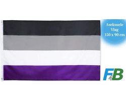 F4B Aseksuele Vlag | 150x90 cm | Pride Vlag | LHBTIQ+ | Gay Pride | Aseksueel | Asexual | 100% Polyester | Messing Ogen | Weerbestendig