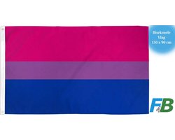 F4B Bi Vlag | 150x90 cm | Pride Vlag | LHBTIQ+ | Gay Pride | Bisexual Flag | Biseksueel Vlag | 100% Polyester | Messing Ogen | Weerbestendig