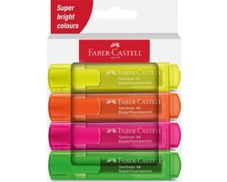 Faber-Castell Textmarker 46 Superfluorescent, 4 stuk(s), Groen, Oranje, Roze, Geel, Beitelvormige punt, 1 mm, 5 mm, Inkt op waterbasis