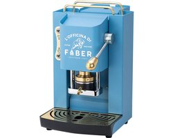 Faber Pro Deluxe Koffiezetapparaat met messing padpers Turquoise stalen frame