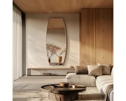 Fabia Staande Spiegel - Wandspiegel met Organische Vorm - Passpiegel Wit met Stalen Frame - 80x200 cm