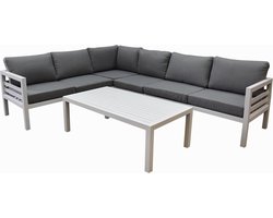 Fabri hoek loungeset 5 delig aluminium wit