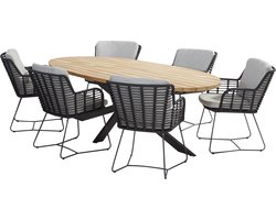 Fabrice Prado dining tuinset 240x115xH75 cm 7 delig antraciet 4 Seasons Outdoor