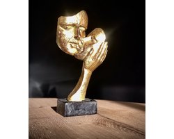 Faces goudkleur 29 cm hoog - kunsthars- mensbeeld- goudkleur- voor binnen- decoratiefiguur- cadeau- geschenk- Valentijn- Moederdag- Kerst- Nieuwjaar
