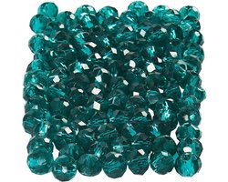 Facet Kralen - Smaragdgroene Glaskralen - DIY Sieraden Maken Voor Hobby & Knutselen - Glanzende Decoratieve Kralen - Diameter Ø 3x4 mm - Gatgrootte 0,8 mm - Set van 100 Stuks
