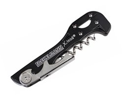 Fackelmann 49807 Kurkentrekker sommelier, kurkentrekker, dubbele hefboom kurkentrekker, foliesnijder, flesopener, Roestvrij staal, Rood, Zwart, 13 x 1,5 cm