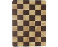 Fackelmann 56782 Snijplank van rubberhout, Houten snijplank, Rechthoekige snijplank, Robuuste snijplank, Licht hout, Donker hout, Rubberhout, 30 cm x 20 cm x 2 cm
