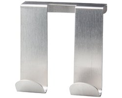 Fackelmann 61246 roestvrijstalen deurhaak, kapstokhaak, handdoekhaak, handdoekhouder badkamer, kapstok voor deur, roestvrij staal, 9,5 x 9 x 3,3 cm