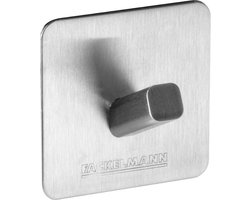 Fackelmann 61261 zelfklevende wandhaak, haak, handdoekhouder voor badkamer, badkamerhaak, theedoekhaak, roestvrij staal, 5 x 5 x 3 cm
