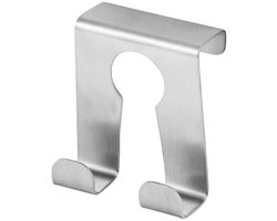 Fackelmann 61454 haak voor deur, handdoekhouder, handdoekhouder badkamer, deurhaak zonder boren, kapstok voor deur, roestvrij staal, 5,5 x 4,8 x 2 cm