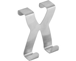 Fackelmann 61455 Dubbele haak voor deur of kast, Muurhaak, RVS haak, Handdoekhaak of kapstokhaak, Roestvrij staal, 5x6cm