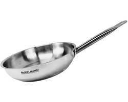 Fackelmann 686931 Koekenpan 24 cm roestvrij staal, Kookpan, Geschikt voor alle warmtebronnen, Inductiepan, PFAS-vrij, Roestvrijstalen handvat, Geklonken handvat, Roestvrij staal 18/8, Grijs, 24 x 5,5 cm