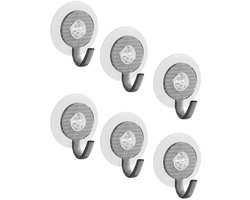 Fackelmann 9307250 Set van 6 zuignap wandhaken, wandmontage, voor keukendoek, Kunststof, Blauw, Groen, Zwart, 4,5 cm