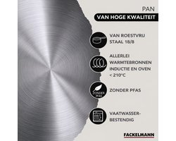 Fackelmann 9437350 Set van 2 pannen 20 en 24 cm roestvrij staal, Kookpan, Geschikt voor alle warmtebronnen, Inductiepan, PFAS-vrije pan, Roestvrijstalen handvat, Geklonken handvat, Roestvrij staal 18/8, Grijs, 20 en 24 cm