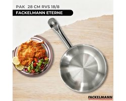 Fackelmann 9440550 Set van 3 pannen 20, 24 en 28 cm van 18/8 roestvrij staal, 3 glazen deksels en 6 roestvrijstalen keukengerei, Pan voor alle warmtebronnen, Inductiepan, PFAS-vrije pan, Geklonken handvat, Roestvrij staal, Glas, 20 24 en 28 cm