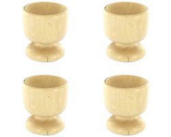 Fackelmann 9908650 Set van 4 houten eierdopjes, eierdopje, design eierdopje, eierdopje voor zachtgekookt ei, Hout, 4,8 x 4,8 x 5 cm
