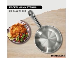 Fackelmann Eterna 3-delige roestvrijstalen koekenpannenset (20, 24 en 28 cm)