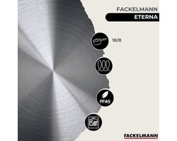 Fackelmann Eterna kookgereiset van roestvrij staal (2 pannen, 24 cm en 28 cm) en 6 roestvrijstalen keukengerei