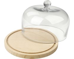Fackelmann nature kaasdome - kaasstolp - beukenhout/glas - ø200x140mm - 2-delig