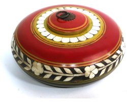 Fairtrade Kist Rond Hout Rood 23x23x9cm