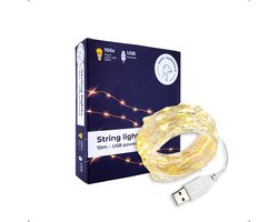 Fairy Lights - 10m - Wit - Lichtsnoer - Lichtslinger - Lampjes Slinger - Sfeerlampjes - Kerstverlichting - USB Aansluiting