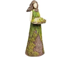 Fairy Statue Figurines - Tale Fern Fairy Sculpture met Bird Feeder - Table Dining Room - Coffee - Christmas Room - Living Garden Ornament - Resin Craft - Bird Food Container - Landscaping Lawn Protection