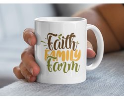 Faith Family Farm Mug, Religieuze Mok, Boeren Mok, Inspirerende Mok, Kerstcadeau, Koffiemok, Theemok