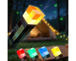 Fakkel-lamp 28 cm - led nachtlampje - USB-oplaadbaar voor bedlampje - mijnknutsellamp voor kostuum - cosplay - woonkamer - gaming - kamer - studie kamer - vierkleurig