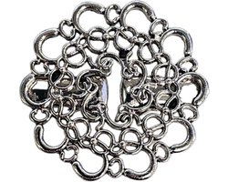 Fako Bijoux® - Vestsluiting Broche Rond - Vestclip - Bloem Open - 43mm - Zilverkleurig