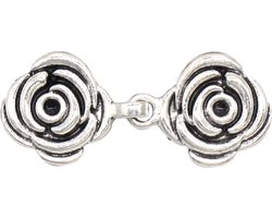 Fako Bijoux® - Vestsluiting Classic - Vestclip - Bloem Roos - Zilverkleurig