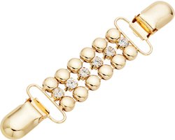 Fako Bijoux® - Vestsluiting - Vestclip - Sjaalspeld - Vestklem - Bolletjes - Kristal - Goudkleurig