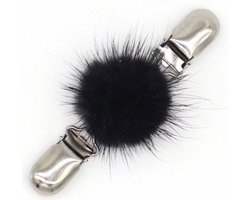 Fako Bijoux® - Vestsluiting - Vestclip - Sjaalspeld - Vestklem - Bontje - Zwart