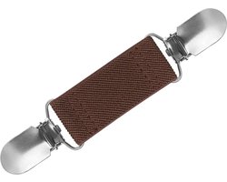 Fako Bijoux - Vestsluiting - Vestclip - Sjaalspeld - Vestklem - Fashion Style - Elastisch - Mouwophouder - Bruin