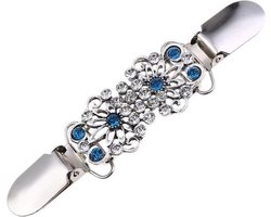 Fako Bijoux® - Vestsluiting - Vestclip - Sjaalspeld - Vestklem - Kristal - Blauw - Zilverkleurig