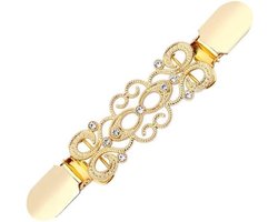 Fako Bijoux® - Vestsluiting - Vestclip - Sjaalspeld - Vestklem - Krullen - Strass - Goudkleurig