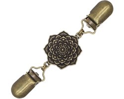 Fako Bijoux® - Vestsluiting - Vestclip - Sjaalspeld - Vestklem - Lotusbloem - Bronskleurig