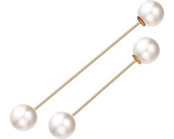 Fako Bijoux® - Vestsluiting - Vestclip - Sjaalspeld - Vestspeld - Sjaalklem - Sjaal Klem - Parel Set - Goudkleurig