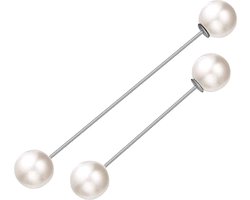 Fako Bijoux® - Vestsluiting - Vestclip - Sjaalspeld - Vestspeld - Sjaalklem - Sjaal Klem - Parel Set - Zilverkleurig