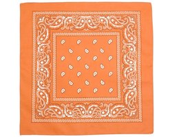 Fako Fashion - Bandana - Hoofddoek - Mondbescherming - Zakdoek - Sjaal - Paisley - Oranje