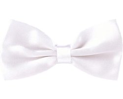 Fako Fashion® - Vlinderstrik - Vlinderdas - Satijn - 12.5cm - Wit