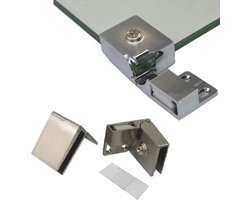 Famanu 1 paar glazen deur scharnier kast vitrinekast wijnkast clip deur scharnier vervangende onderdelen, geschikt voor 5-8 mm dik glas (geborsteld)