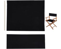 Famanu 1 Set Directors Stoel Covers Canvas Vervanging Stoel Cover Zwart Canvas Zitting en Rug Kit Met Hout Stok Voor Casual Seat Vouwen Make-up Stoel Thuis Tuin Indoor Outdoor Accessoires