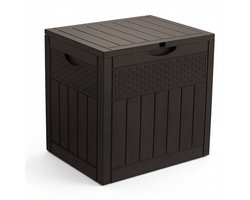 Famanu – 126L outdoor opbergdoos met deksel, afsluitbare tuin opbergkist, waterdichte plastic dekbox voor kussens en gereedschap, bruin rotan effect