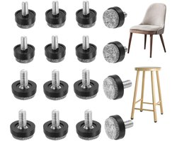 Famanu – 16 stuks viltglijders voor stoelen om vast te schroeven, viltglijders M6, M8, meubelpoten M6, M8, meubelglijders voor stoelen, antislip, krasbestendig, beschermen vloer voor tafels, stoelen, kasten
