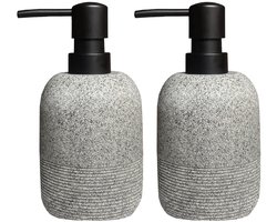 Famanu – 2 stks/set grijze zeeplotiondispenser, vloeibare handzeepdispensersets voor badkameraanrecht, lotion zeepdispenser voor aanrecht in de keuken
