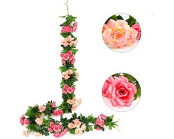 Famanu – 3 Kunstmatige Rose Slingers 23.7FT Zijde Bloem Nep Opknoping Bloemen Slingers Voor Bruiloft Woondecoratie (Fuchsia)