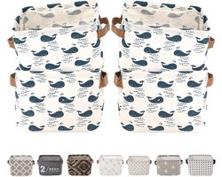 Famanu – 4 stuks opbergmanden - opvouwbare mini-opbergdozen - canvas stof waterdichte opbergbakken van katoen en linnen - voor speelgoed - badkamer - kasten - speelkamer (WHALE - dun/waterdicht)