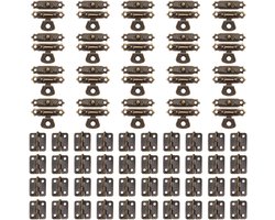 Famanu - 40 sets antieke mini scharnieren met 20 set retro haken vergrendeling en 240 stuks schroeven antieke gespen kit voor houten kast kast vintage sieraden opslag geschenkdoos gereedschapskist